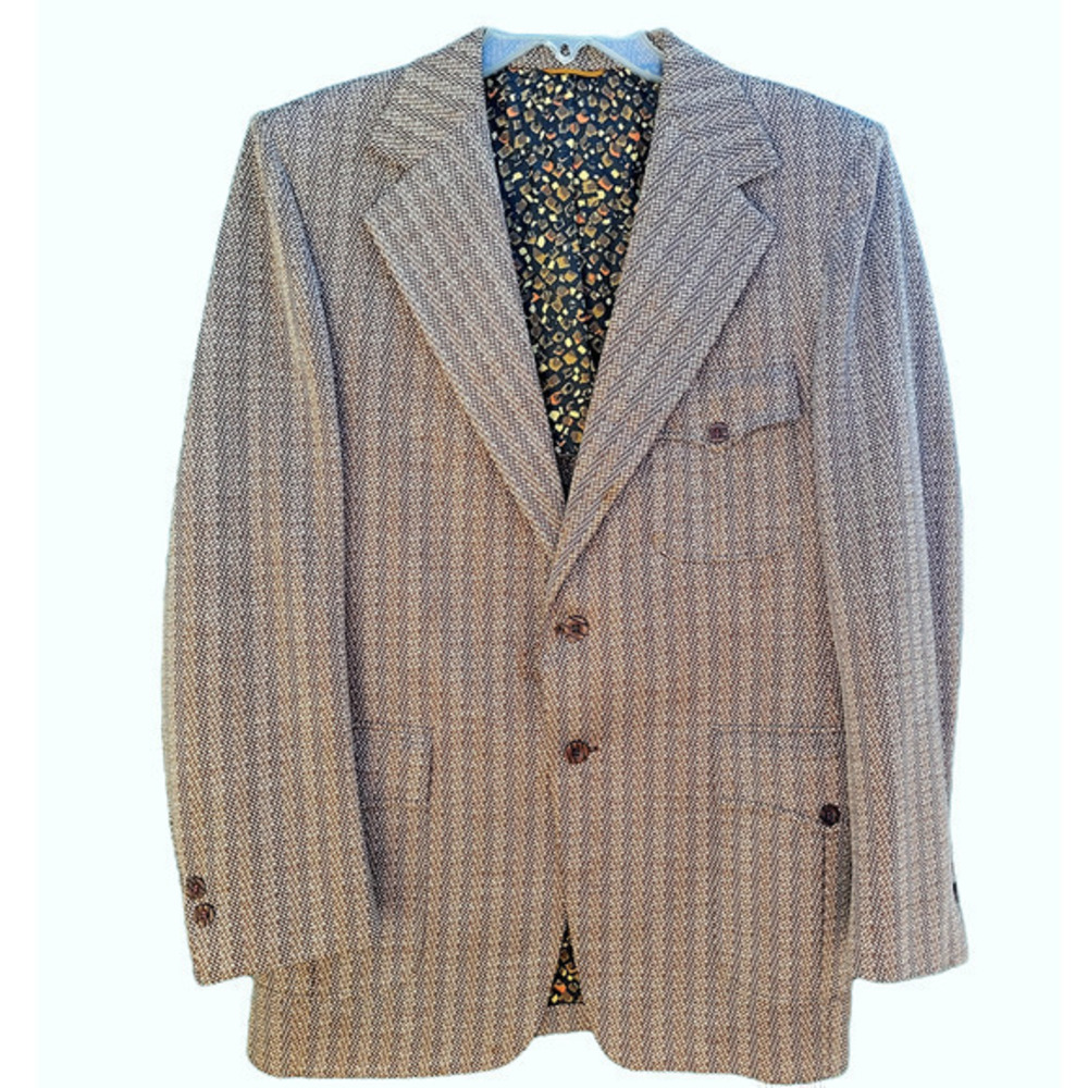 Vintage Malibu of Beverly Hills  Men's Brown Herringbone ish‎ 2 Button Blazer